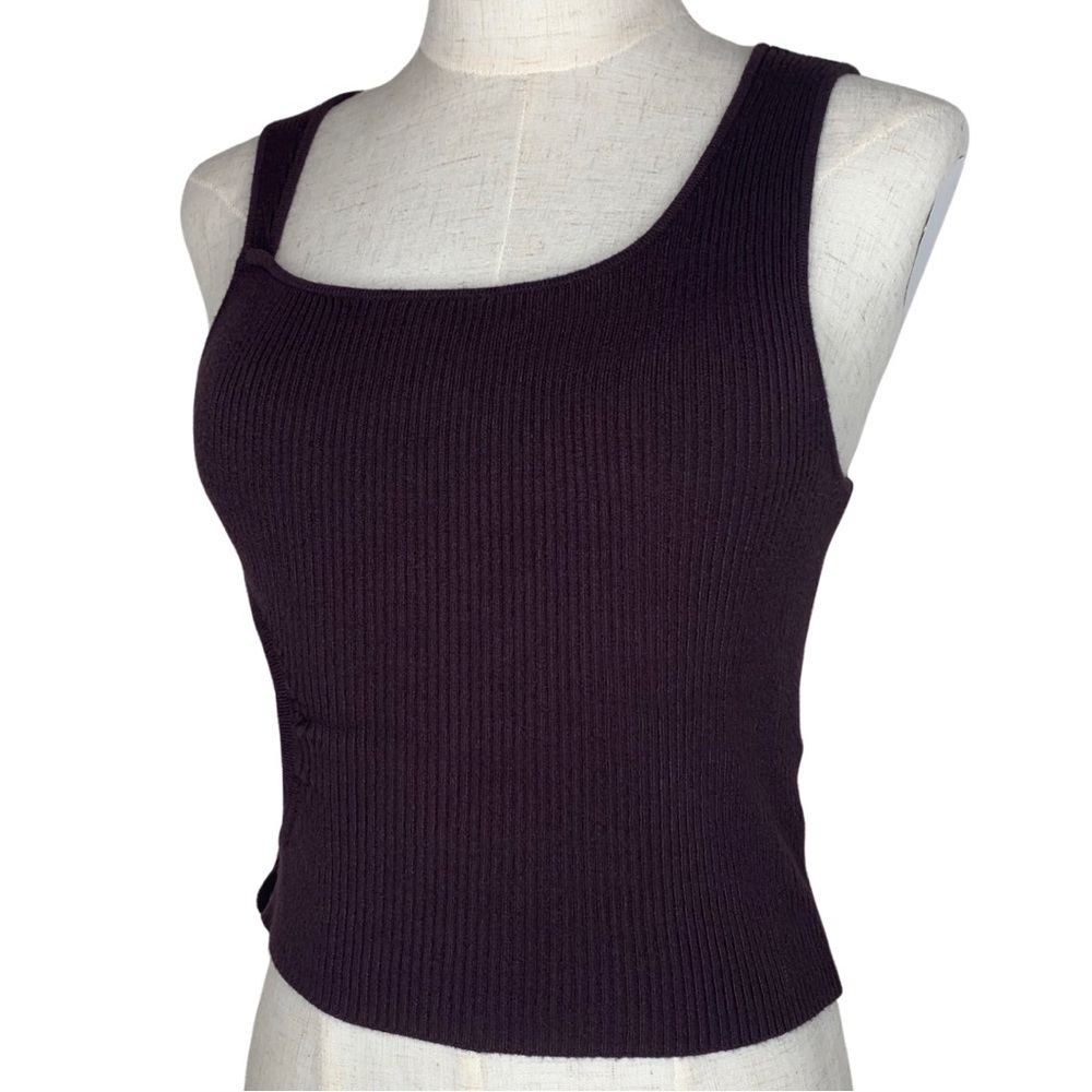 Urban Outfitters Brown Asymmetrical Ribbed Knit Side Cut Out Tank Top - Picture 7 of 16